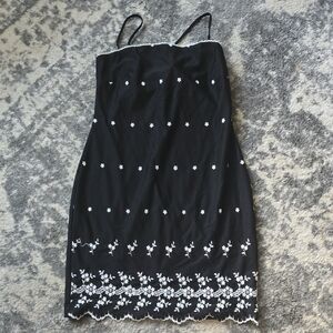 Elegant Black and White Floral Dress